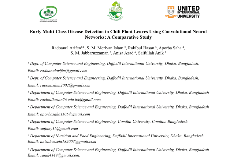 Early Multi-Class Disease Detection in Chili Plant Leaves Using Convolutional Neural Networks: A Comparative Study project preview