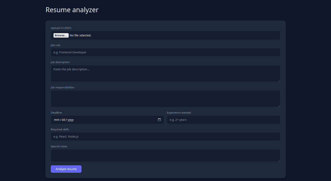 Resume Analyzer project preview